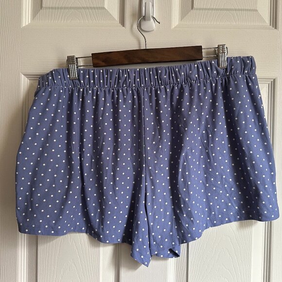 Women's So 1X Sleep Shorts - Blue With White Polka Dot Print - Drawstring Waist - Picture 2 of 4